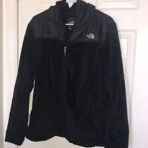 North Face black fleece zip up with hood
